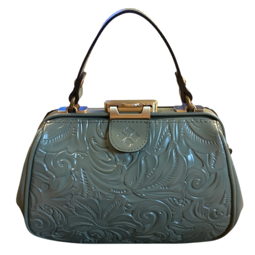 Patricia Nash Gracchi Leather Satchel Sage Tooled Handbag